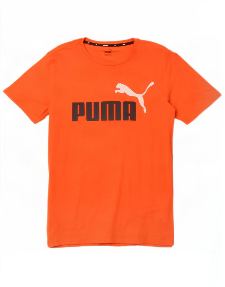 T-shirt grafica da uomo Puma Top Small in cotone arancione