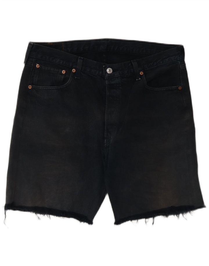 LEVI'S Pantaloncini di jeans 501 da uomo W34 Large Blu Navy Cotone