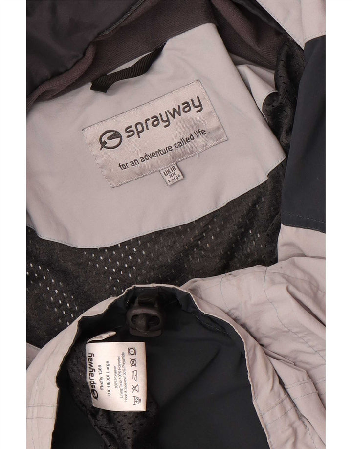Sprayway Womens Hooded Oversized Rain Jacket UK 18 XL Grey Colourblock