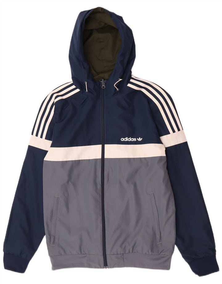 Adidas Herren Kapuzen-Bomber-Wendejacke UK 36 Small Khaki Polyester
