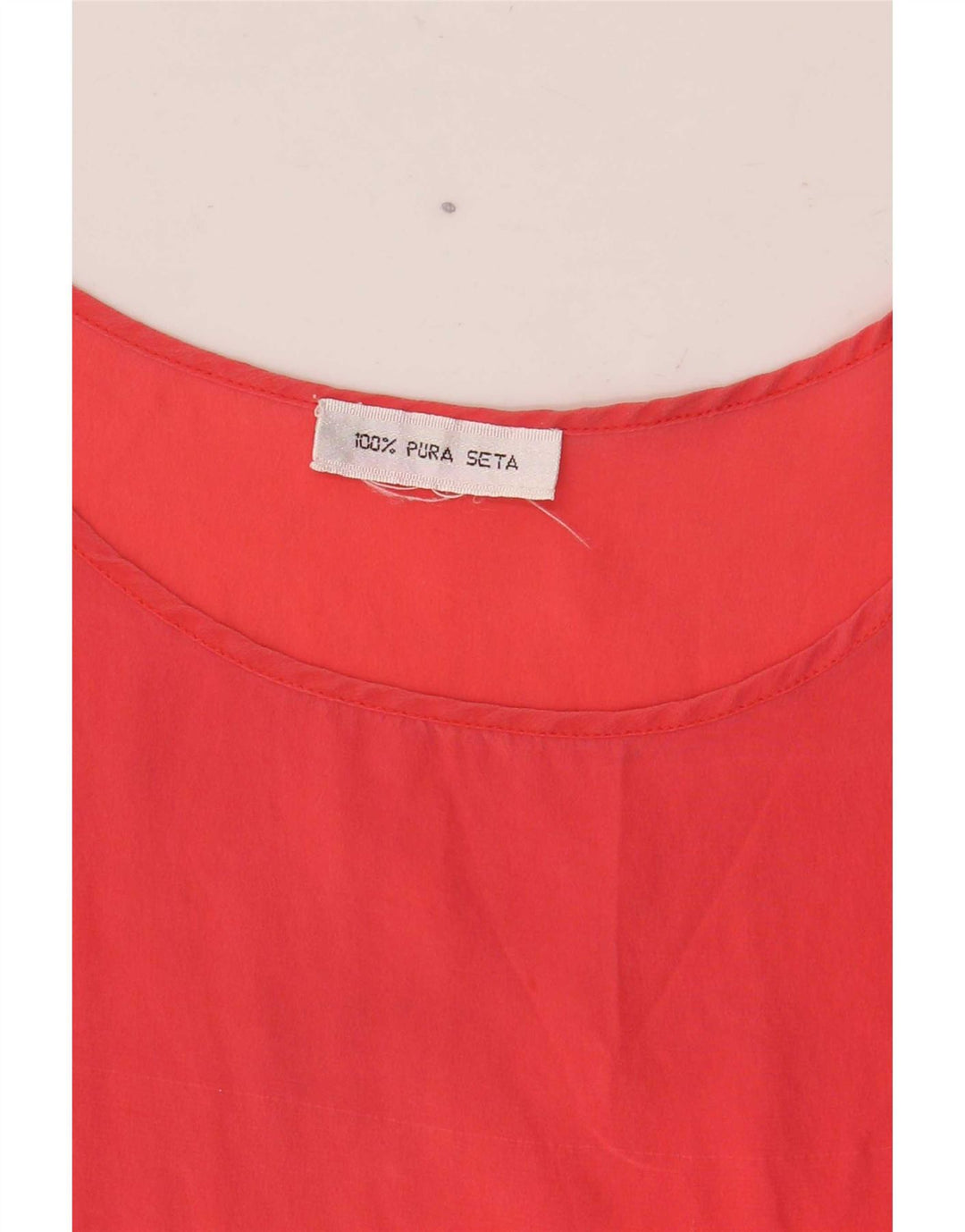 Vintage Damen Ärmelloses Blusentop UK 14 Mittelrote Seide