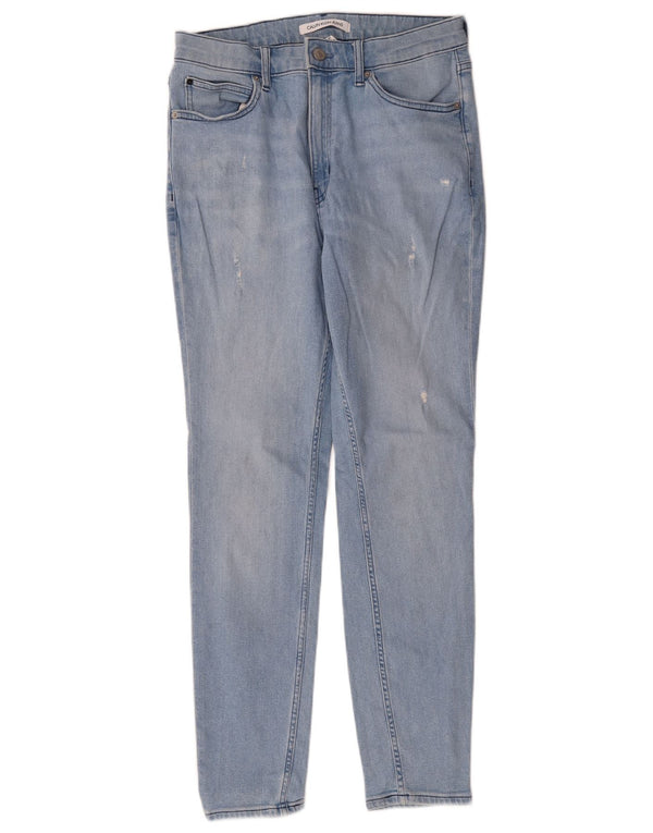Calvin Klein Womens Distressed Skinny Jeans W30 L30 Blue Cotton