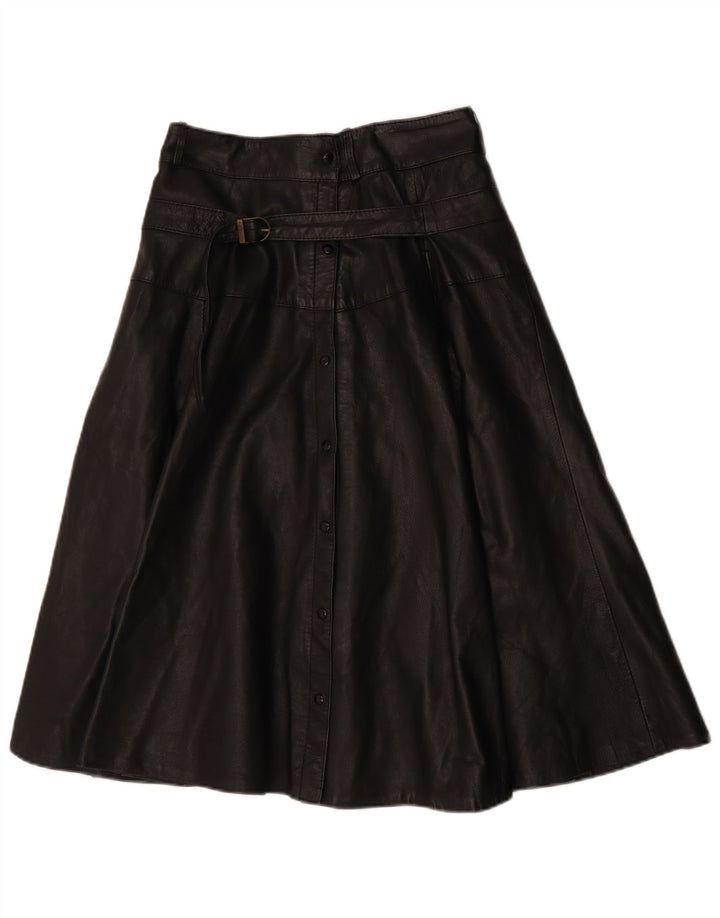 Vintage Womens Leather Skirt IT 46 Large W30  Black