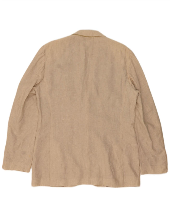 ZARA Mens 2 Button Blazer Jacket EU 52 Large Beige Linen