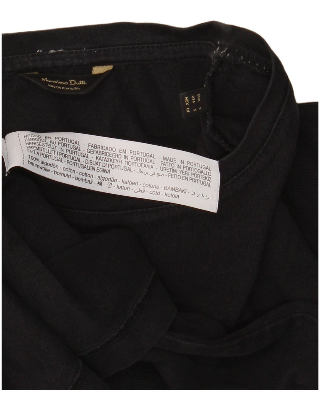 Camiseta masculina Massimo Dutti top pequeno algodão preto