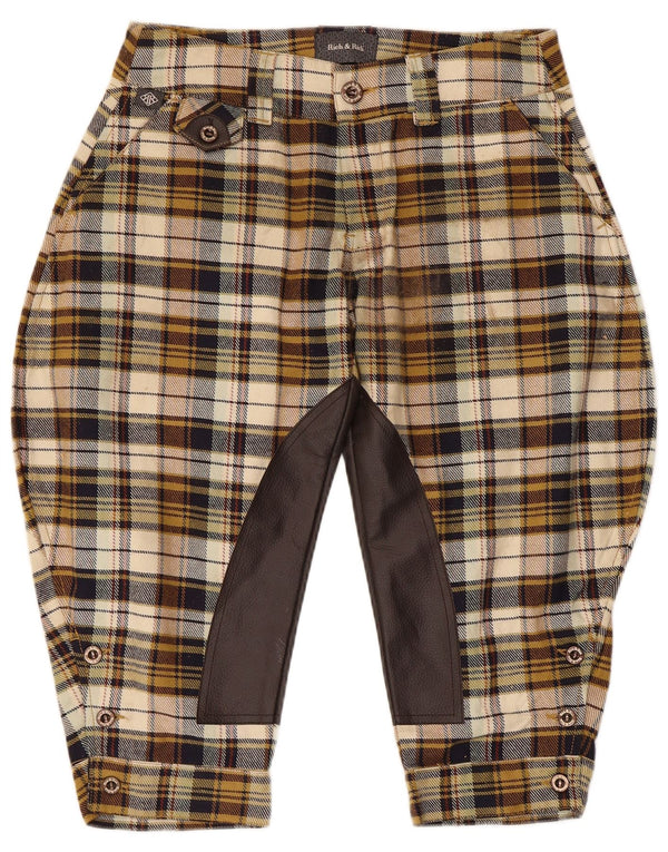 Vintage Womens Capri Riding Trousers IT 42 Medium W32 L19 Beige Plaid