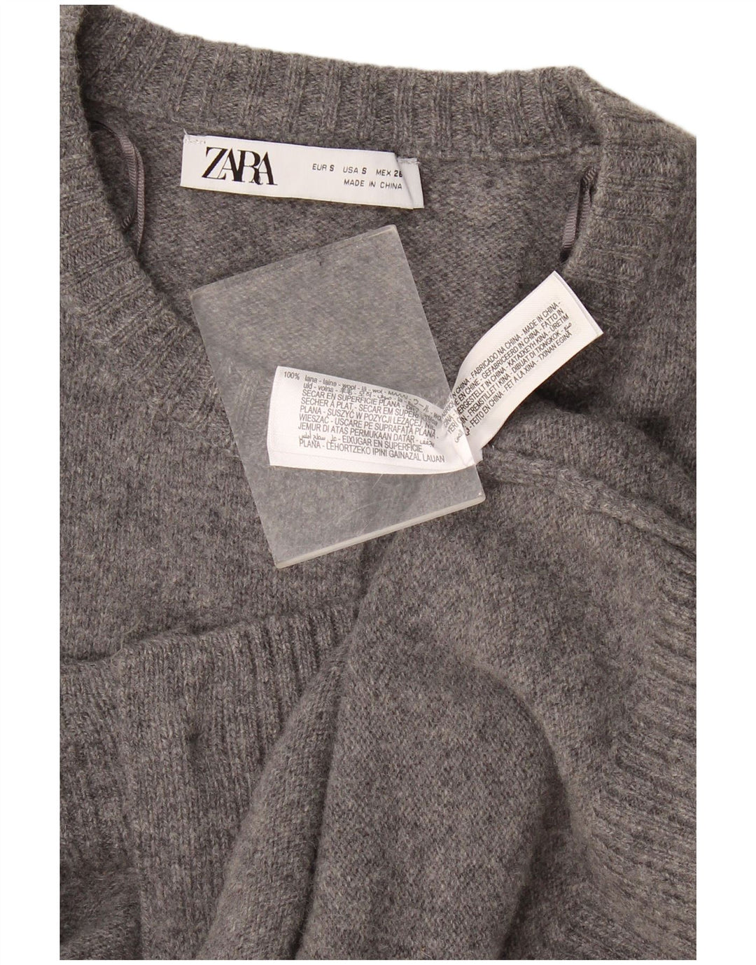 Zara Damen-Cardigan-Pullover UK 10 Kleine grau gefleckte Wolle