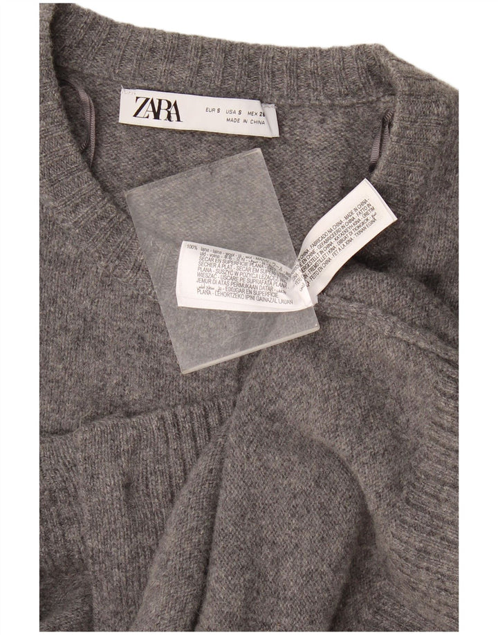 Zara Damen-Cardigan-Pullover UK 10 Kleine grau gefleckte Wolle