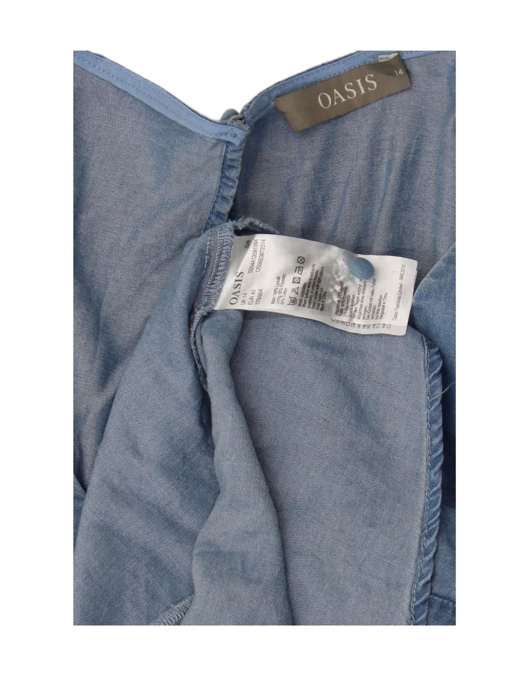 Oasis Womens Blouse Top UK 14 Medium  Blue Lyocell
