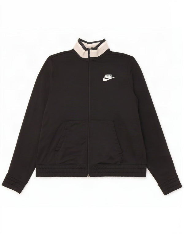 Veste de survêtement Nike pour femme UK 14 Polyester color block noir moyen