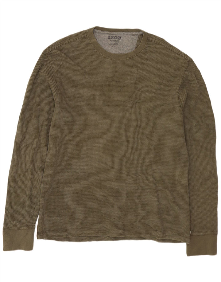IZOD Mens Top Long Sleeve Large Khaki