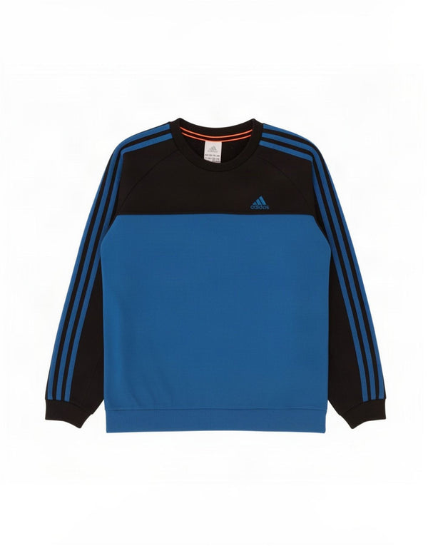 Adidas Boys Sweatshirt Jumper 11-12 Years Blue Colourblock Cotton