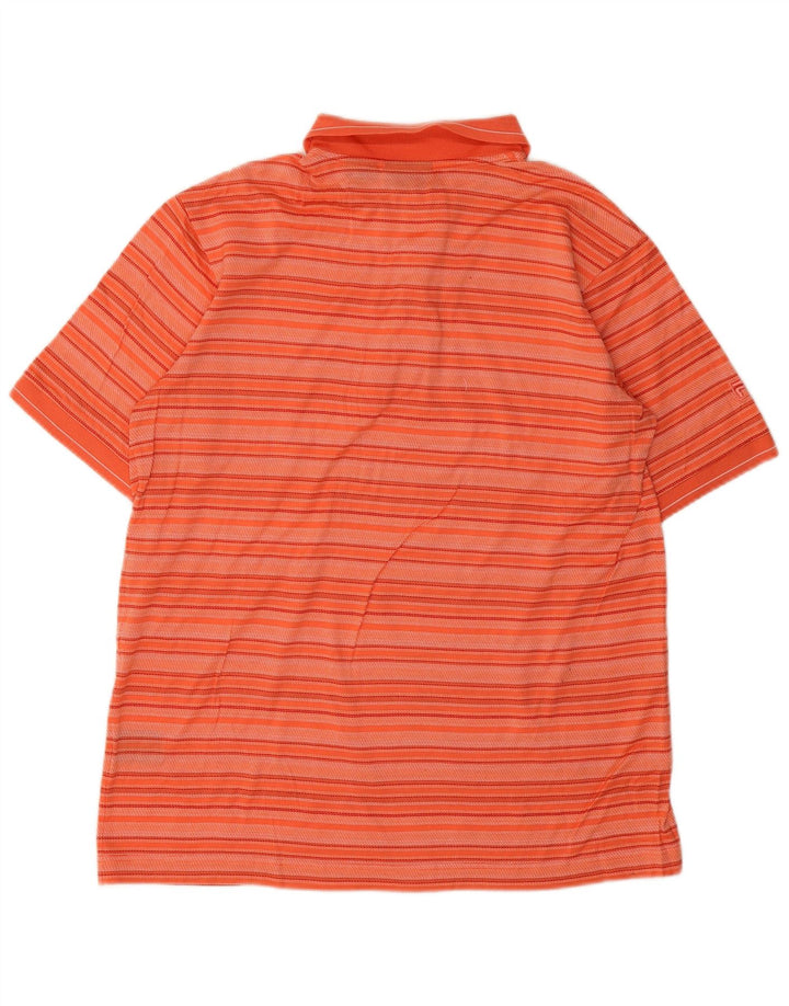 FILA Mens Polo Shirt Medium Orange Striped Cotton