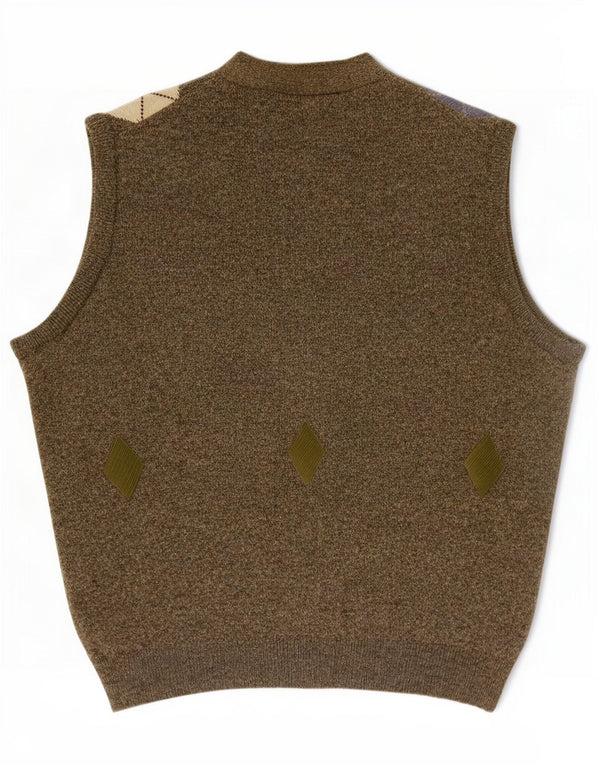Kerry Mens Classics Ärmelloser Cardigan-Pullover XL Khaki Argyle/Diamant