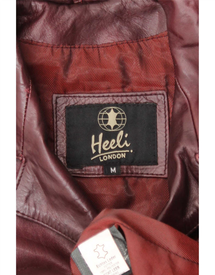Heeli læderfrakke til kvinder UK 12 Medium Burgundy