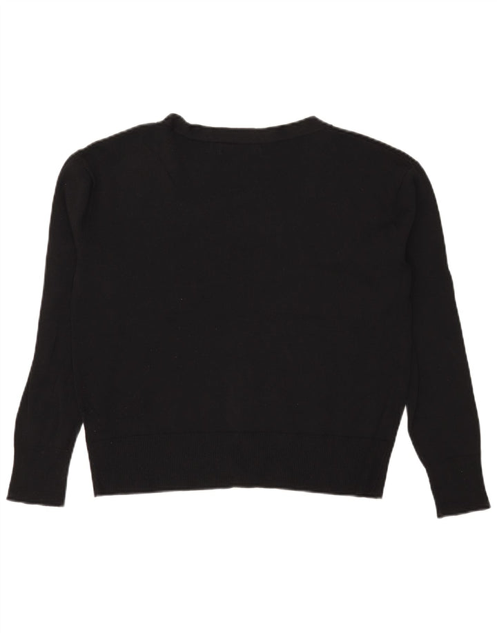 Marks & Spencer Womens Crop Oversized Cardigan Sweater UK 8 Small Black