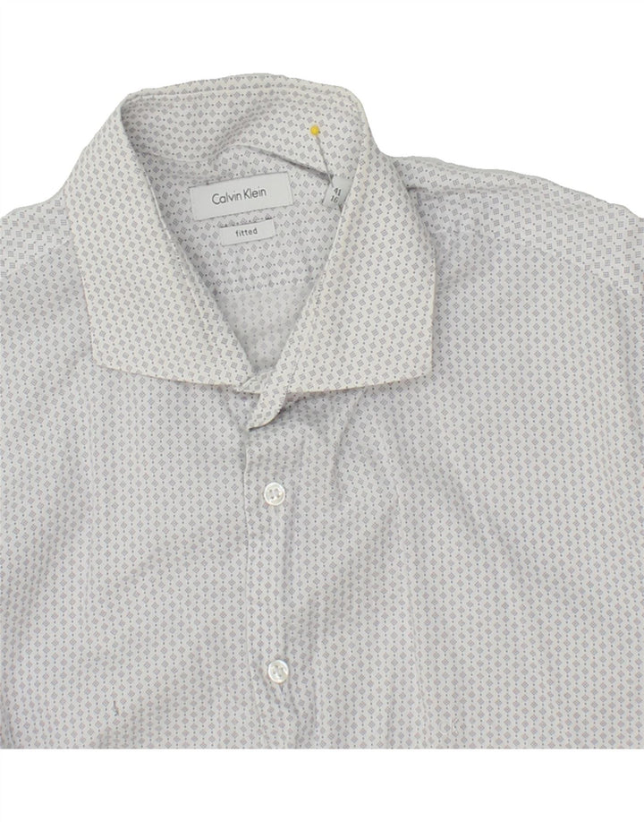CALVIN KLEIN Mens Abstract Pattern Shirt Size 41 16 Large White Cotton Vintage Calvin Klein and Second-Hand Calvin Klein from Messina Hembry 