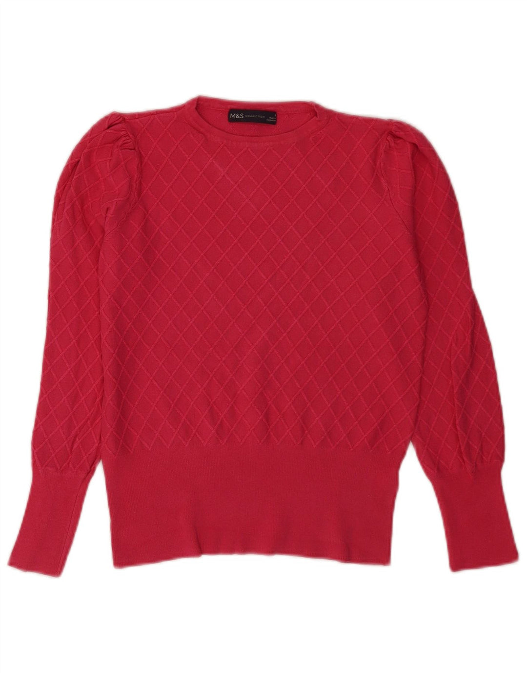Marks & Spencer Womens Regular Fit Crew Neck Jumper Sweater UK 8 Small Red