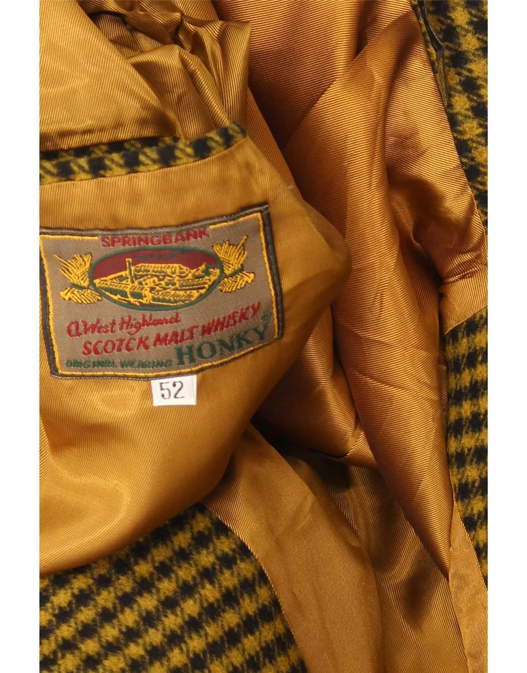 Vintage męska marynarka zapinana na 2 guziki IT 52 XL, poliester w żółtą kratkę