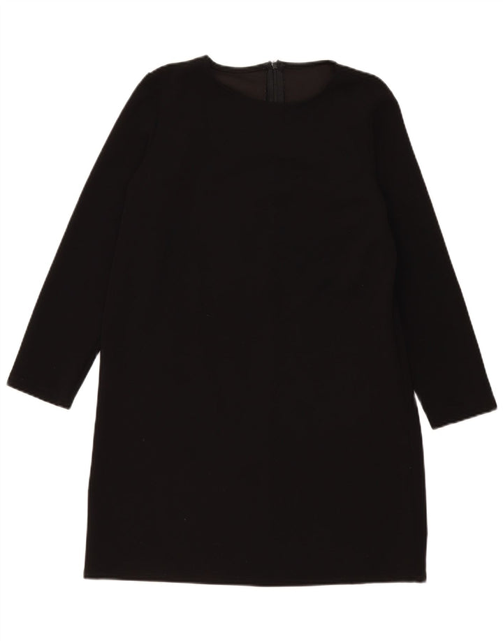 Vintage Womens Long Sleeve Shift Dress UK 14 Medium Black