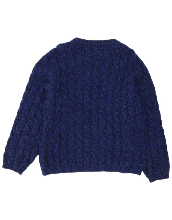 Benetton Mens Boat Neck Jumper Sweater IT 50 Medium Navy Blue Virgin Wool