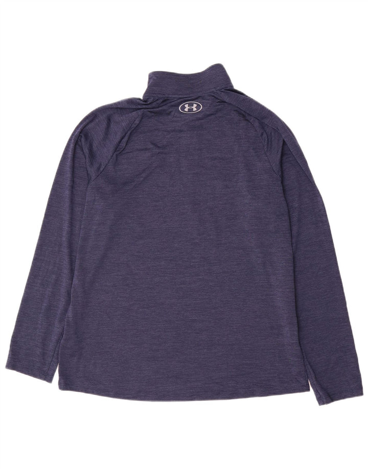Under Armour Top de chándal con cremallera y cuello para hombre, talla grande, azul marino, a rayas
