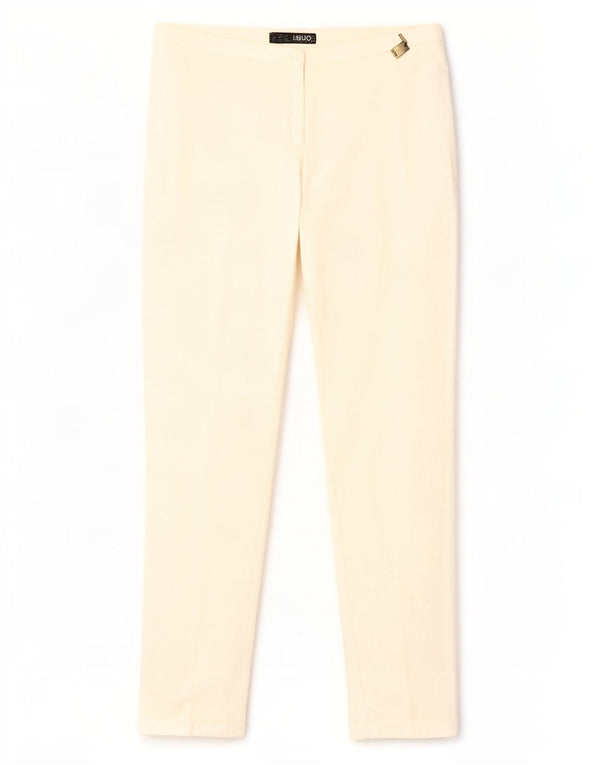 Liu Jo Womens Slim Casual Trousers IT 42 Medium W30 L28 Off White Cotton