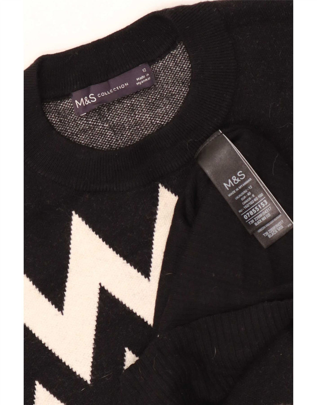 Sweter damski Marks & Spencer z okrągłym dekoltem, UK 12, średni czarny