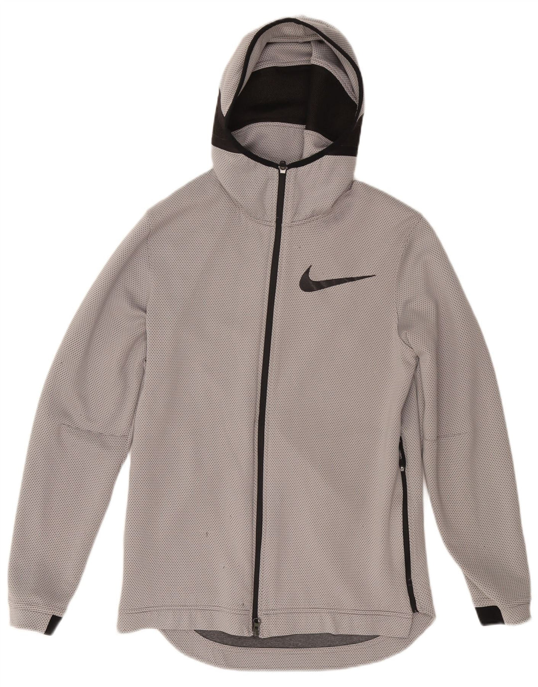NIKE Mens Basketball Zip Hoodie Sweater Small Grey Polyester