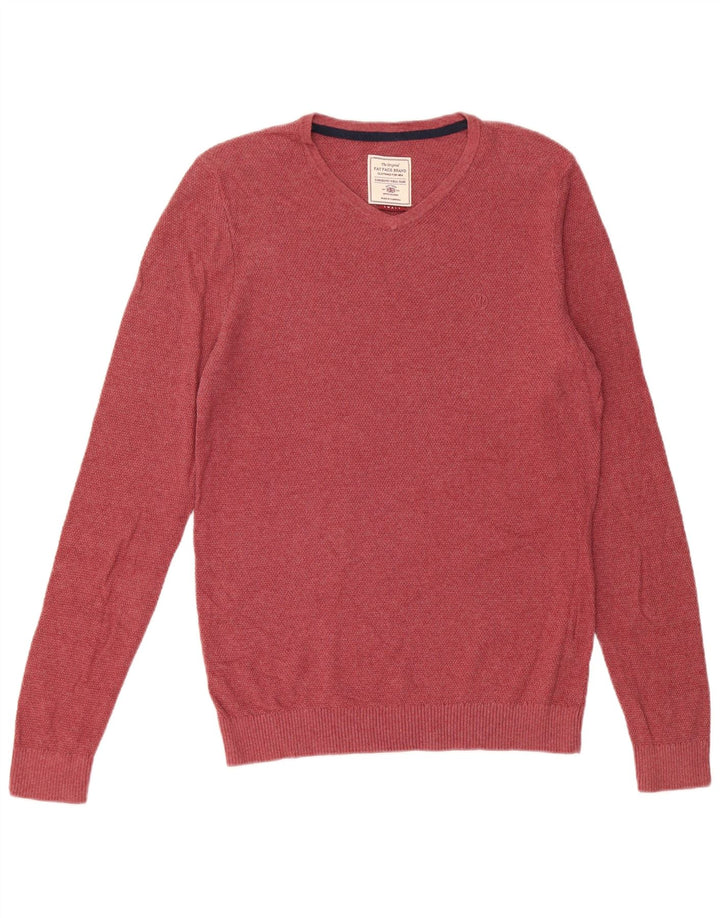 Fat Face Mens V-Neck Jumper Sweater Small Red Cotton
