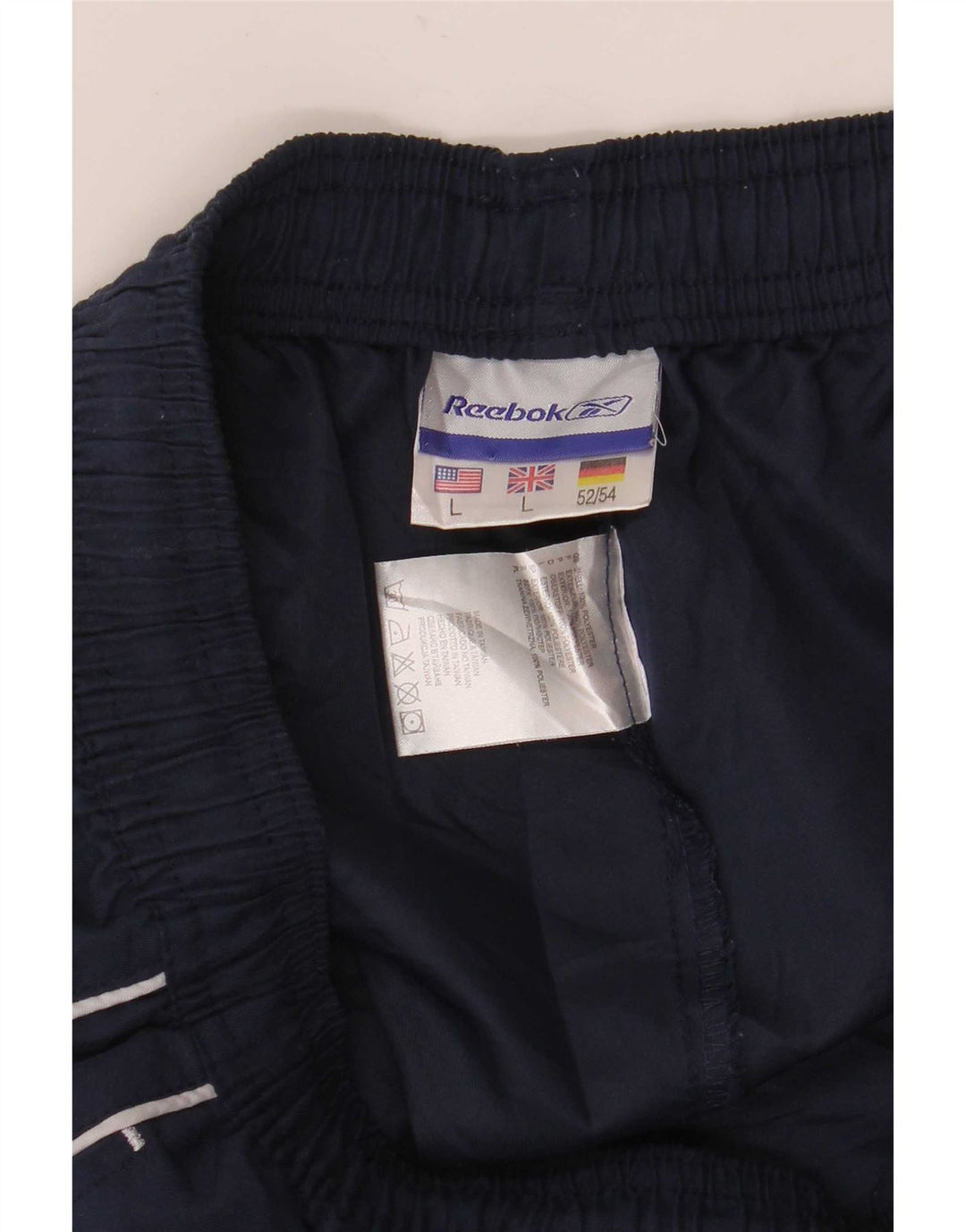 Reebok Mens Graphic Tracksuit Trousers Large Navy Blue Polyester