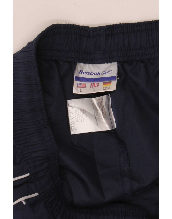 Reebok Mens Graphic Tracksuit Trousers Large Navy Blue Polyester