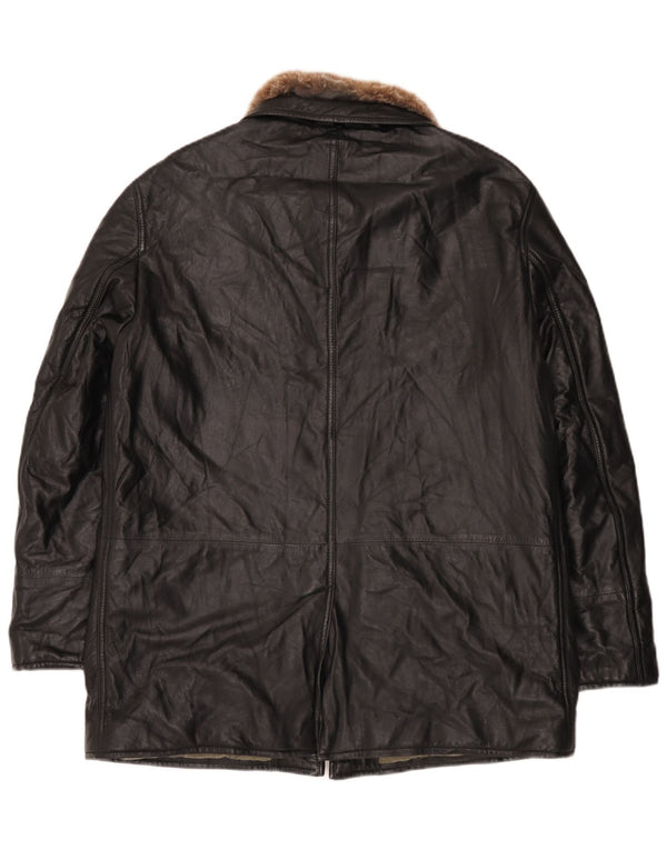 Enrico Mandelli Veste en cuir pour homme UK 42 XL Noir