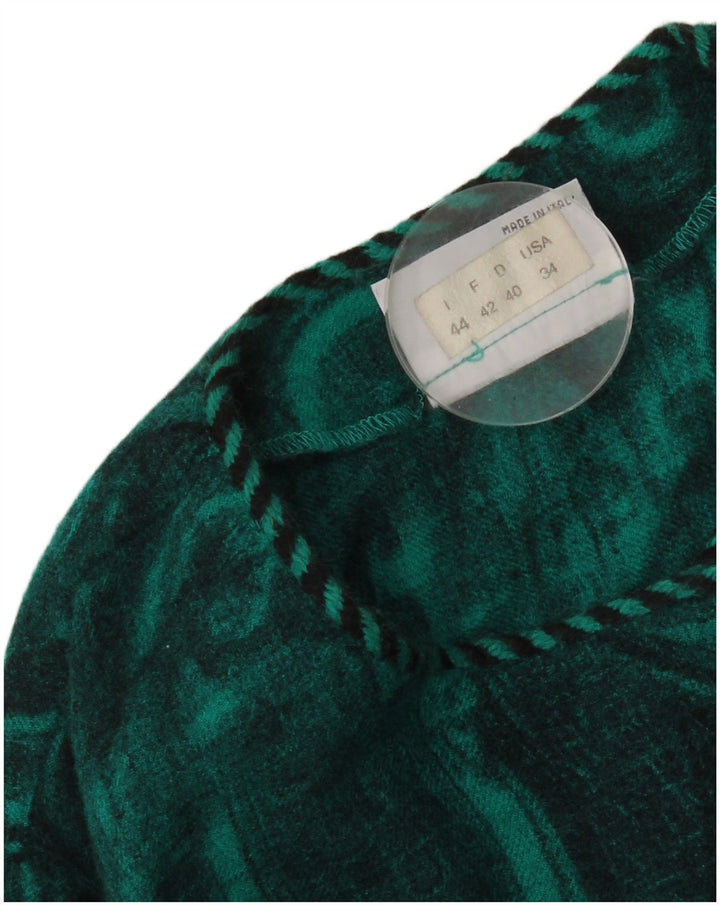 Parah Womens 6 Button Blazer Jacket IT 44 Medium Green Paisley Wool