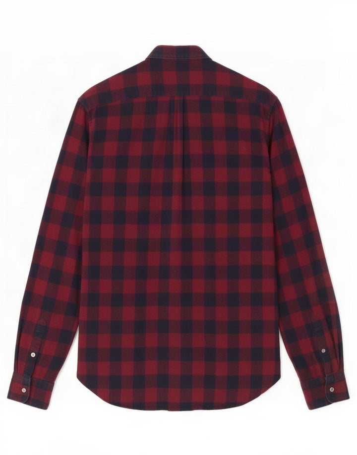 Camicia da uomo in flanella French Connection piccola in cotone a quadri bordeaux