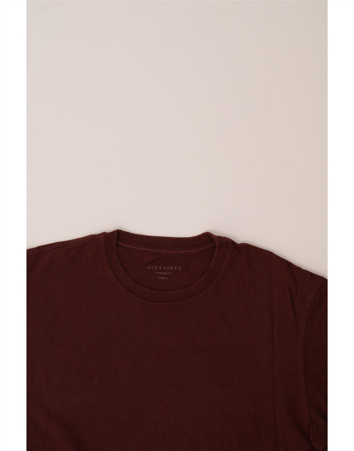 ALL SAINTS Mens Oversized T-Shirt Top XS Maroon Cotton Vintage All Saints and Second-Hand All Saints from Messina Hembry 