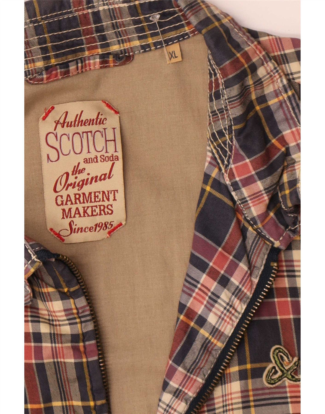 Ανδρικό μπουφάν Scotch & Soda Bomber UK 42 XL Blue Check Polyester