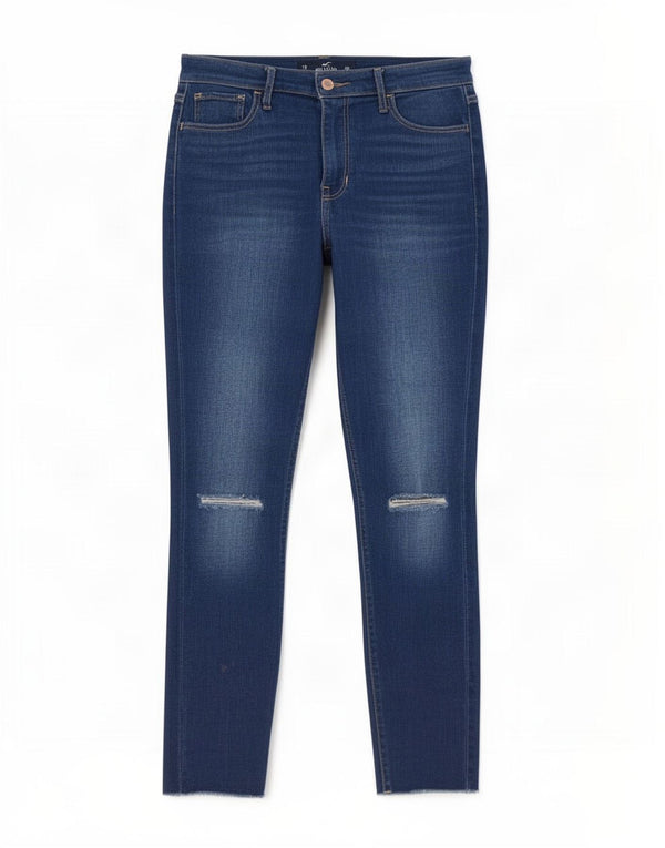 Hollister Damen Crop Distressed Skinny Jeans US 7 Medium W28 L26 Blau