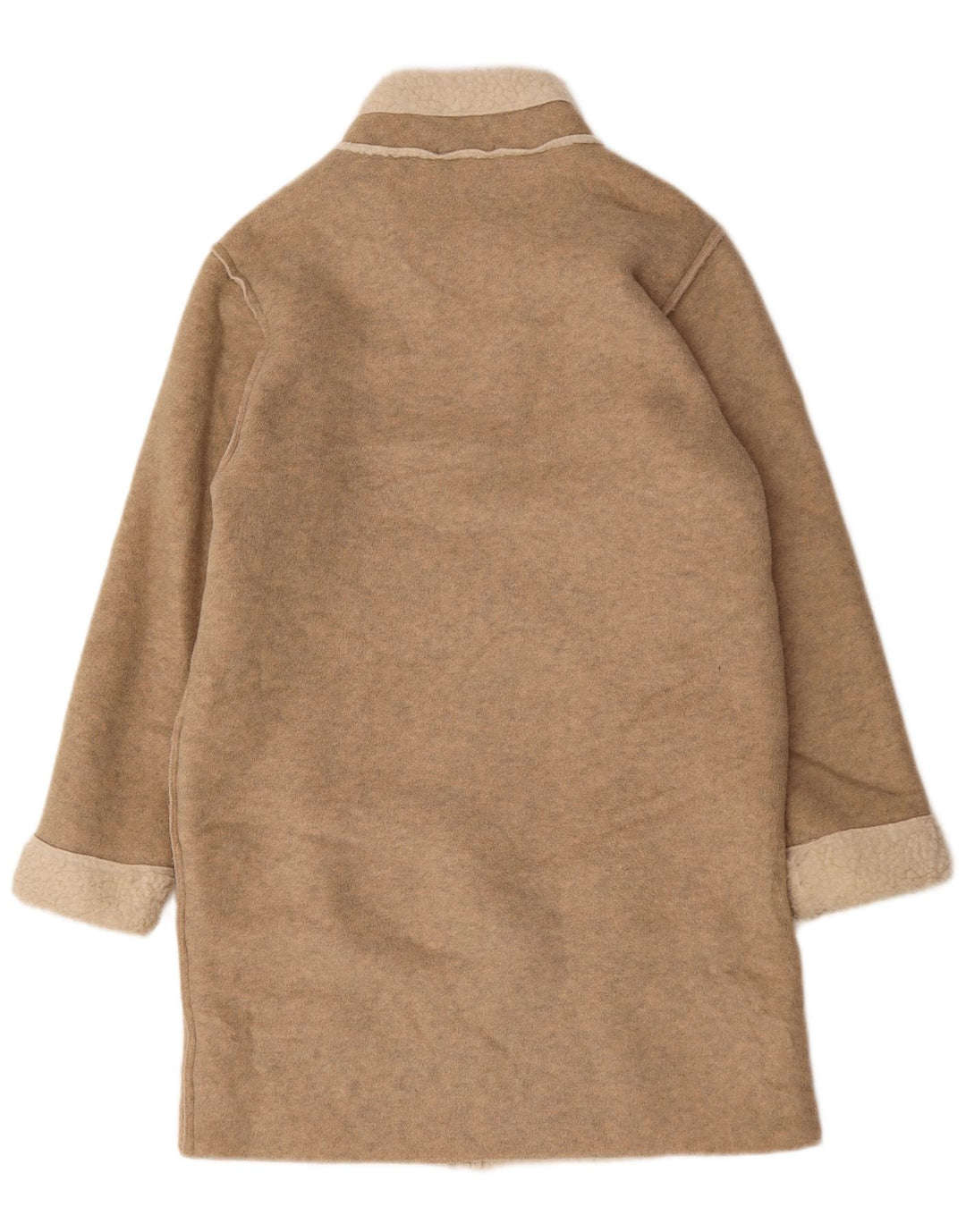 Marks & Spencer Womens Sherpa Oversized Overcoat UK 10 Small Beige Flecked