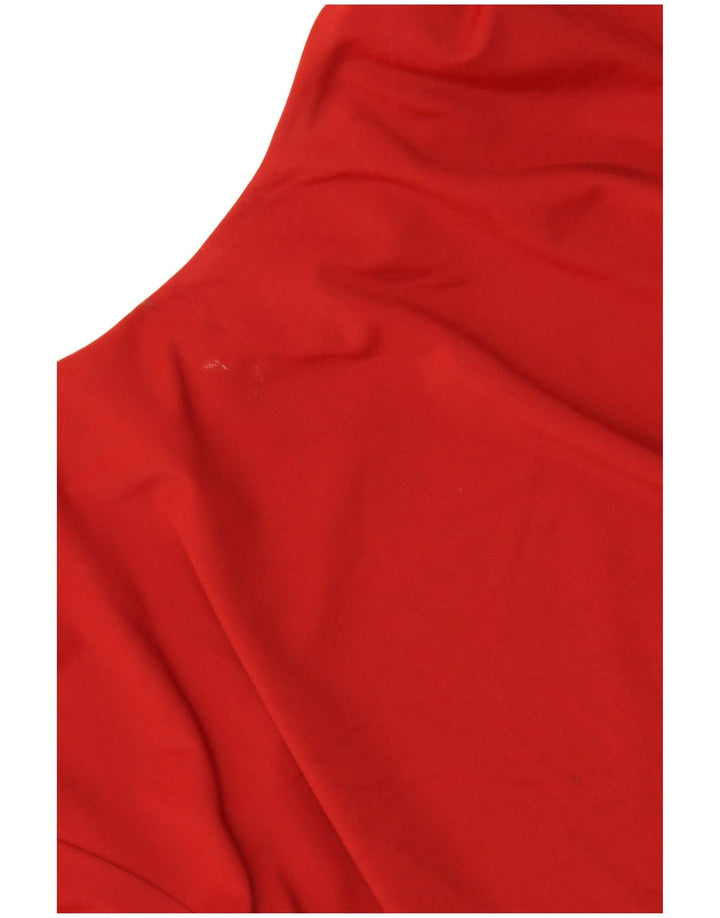 Zara Damen Crop Top Langarm UK 8 Small Rot Polyamid