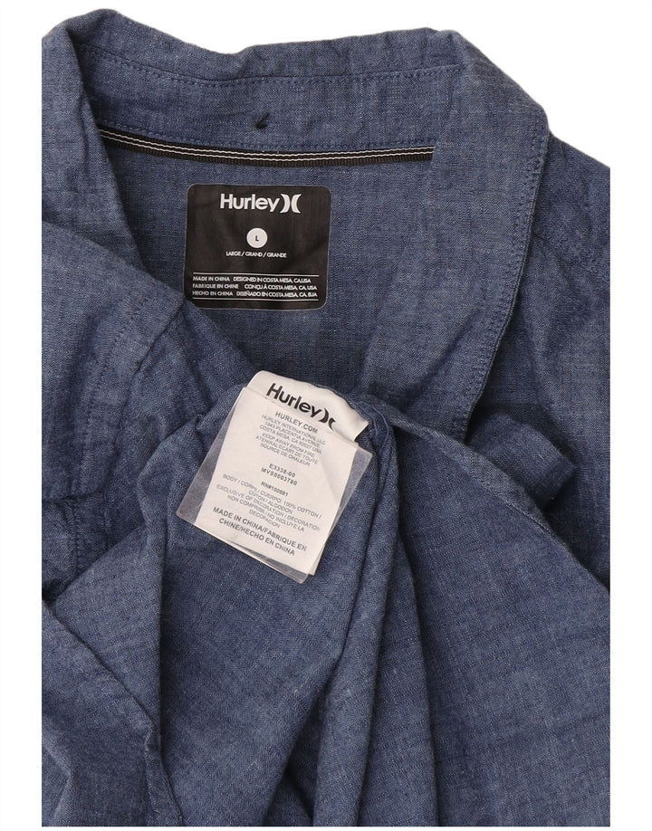 Hurley Mens Short Sleeve Shirt Large Blue Cotton