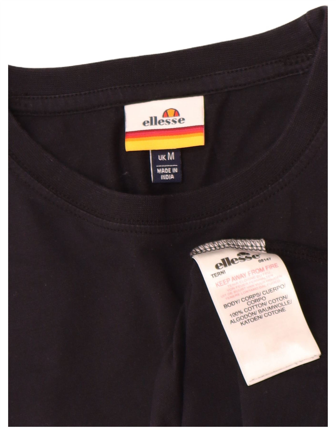 Ellesse Mens Graphic T-Shirt Top Medium Black Cotton