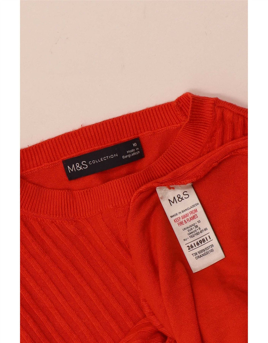 Marks & Spencer Womens Boat Neck Jumper Sweater UK 10 Small Orange