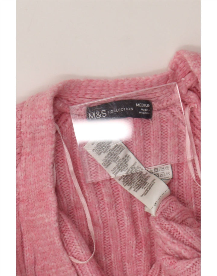 Marks & Spencer Womens Open Cardigan Sweater UK 14 Medium Pink Akryl