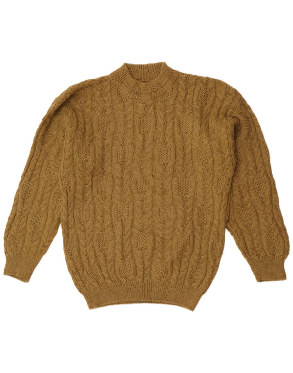 Vintage Herre Turtle Neck Jumper Sweater Small Khaki Alpaca Uld