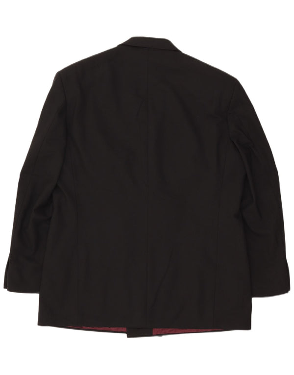 Marks & Spencer Herre Double Breasted Blazer Jacket UK 44 XL Sort Polyester