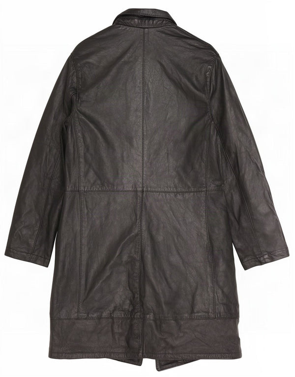 Vintage Womens Leather Coat UK 8 Small Black