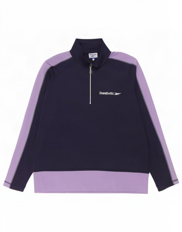 Reebok Uomo Pullover Tuta Top UK 36 Small Blu Navy Colourblock