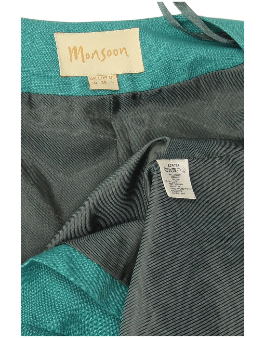 Monsoon Womens Open Blazer Jacket UK 10 Small Turkis Linen