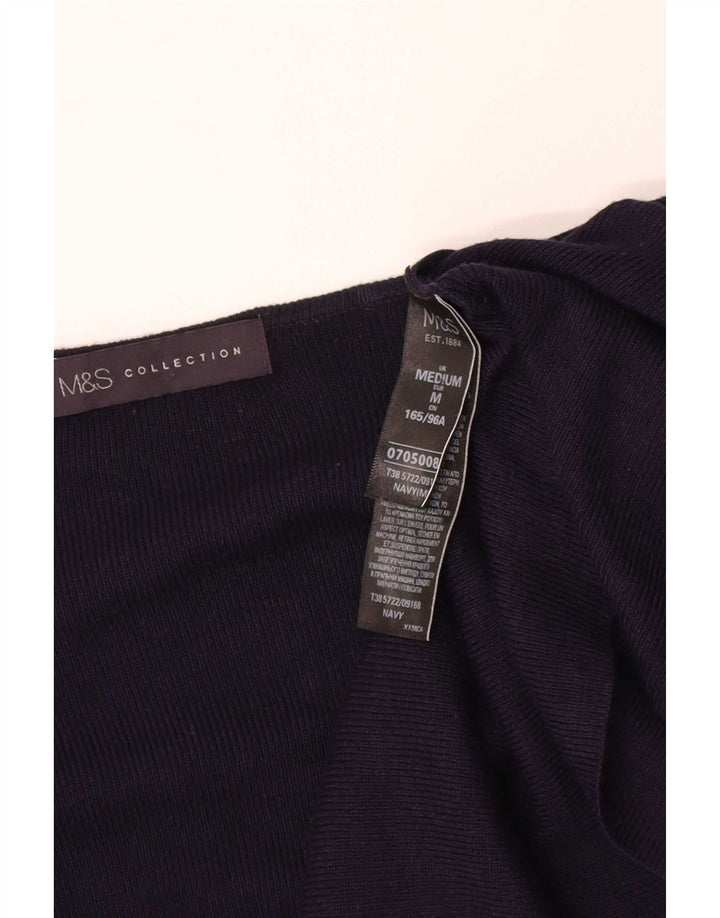 Marks & Spencer Womens Longline Cardigan Sweater UK 14 Medium Navy Blue